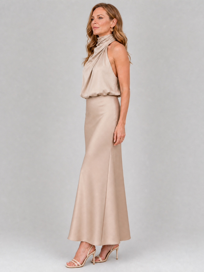 Nopal | Robe Midi Sans Manches à Col Drapé