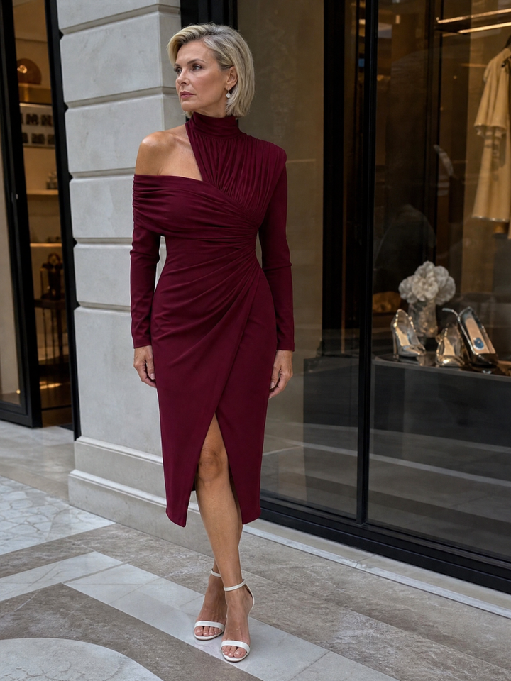 Viano | Robe Midi Drapée à Une Épaule