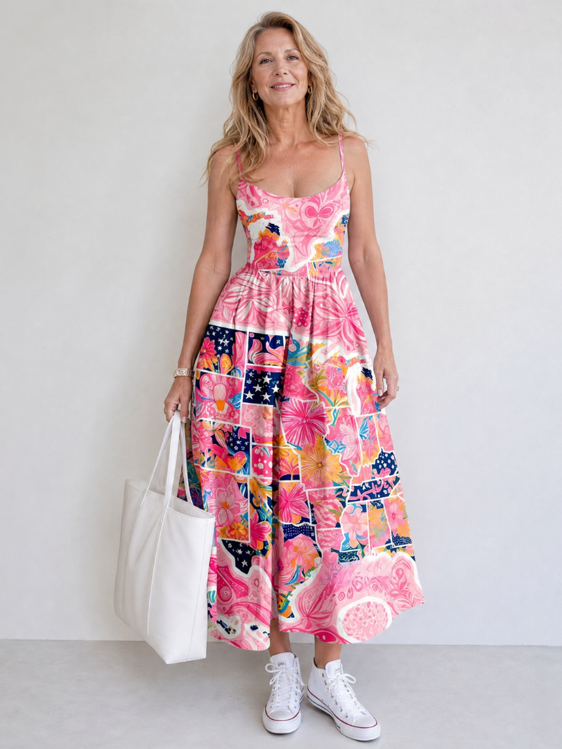 Valhala | Robe Midi Imprimé Floral Patchwork