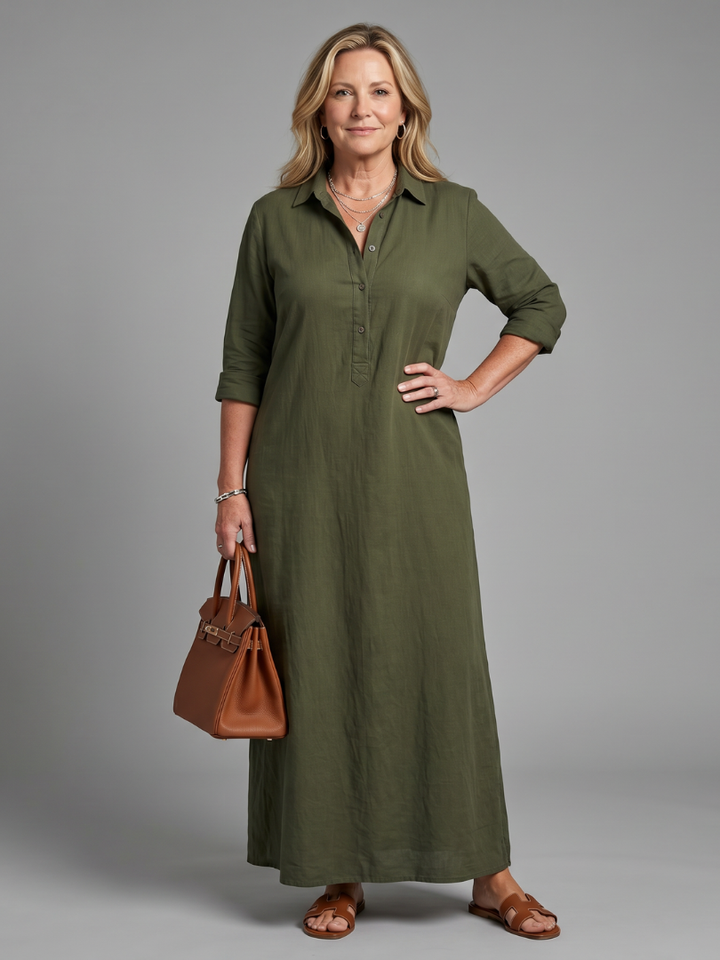 Auvelle | Robe Maxi à Manches Longues et Silhouette Détendue