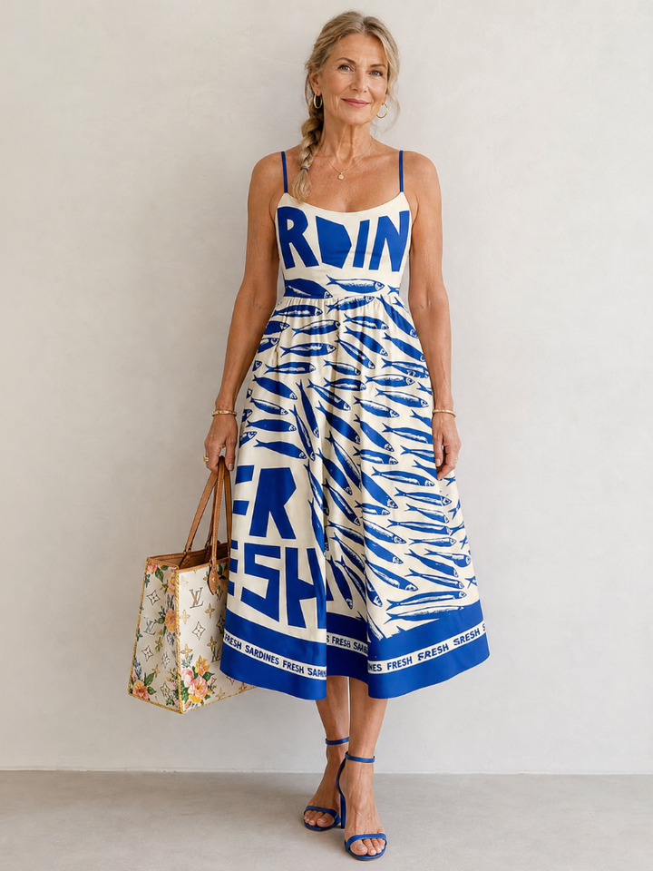 Suriope | Robe Midi Imprimée avec Motif Poisson