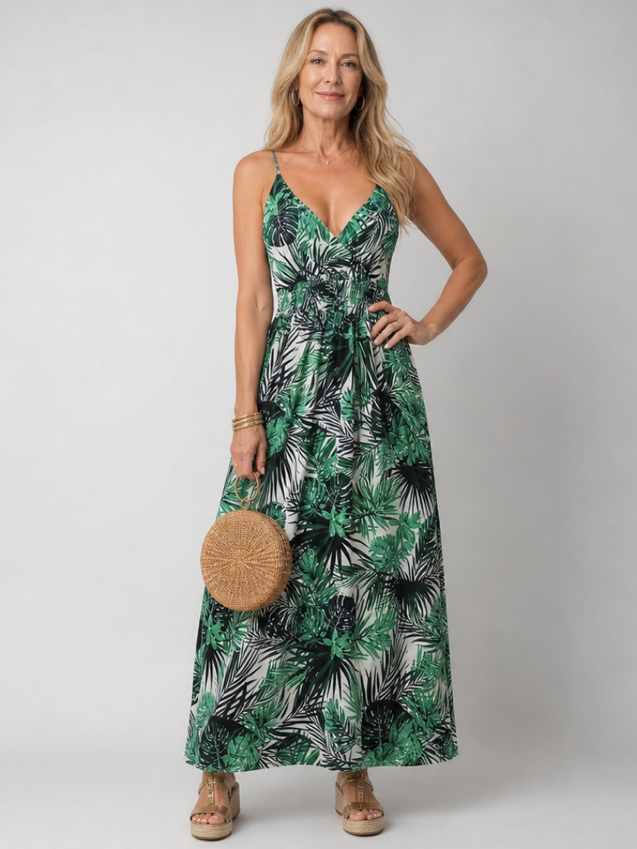Auvelle | Robe Midi Sans Manches à Imprimé Floral