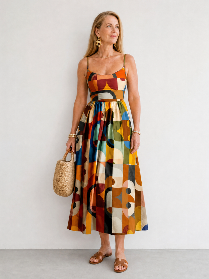 Zoraline | Robe Midi à Imprimé Géométrique