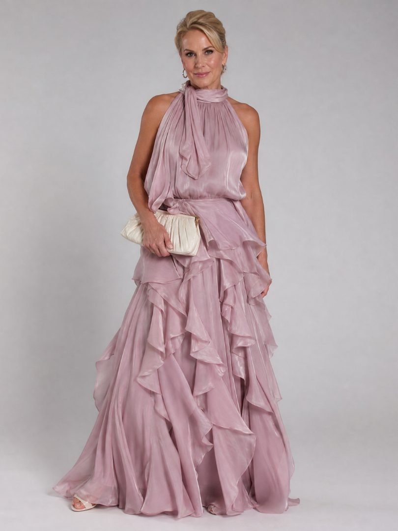 Melisande | Robe Maxi à Encolure Halter avec Volants