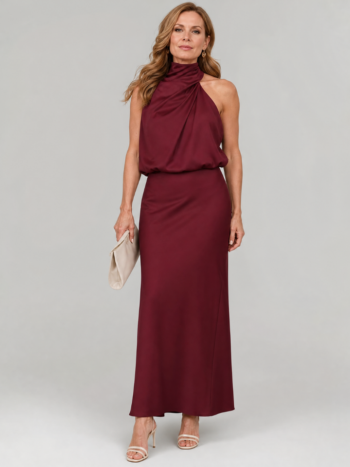 Nopal | Robe Midi Sans Manches à Col Drapé