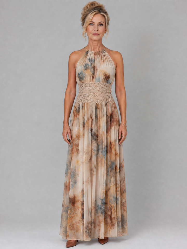 Elavenue | Robe Maxi à Encolure Halter et Taille en Dentelle