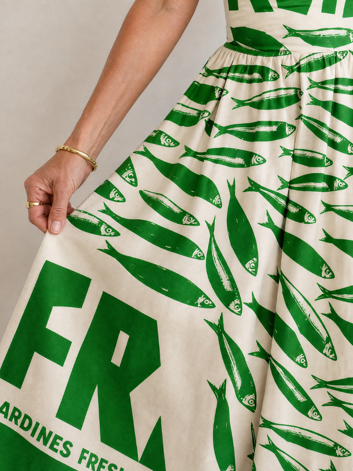 Marivelle | Robe Midi Imprimée Poissons