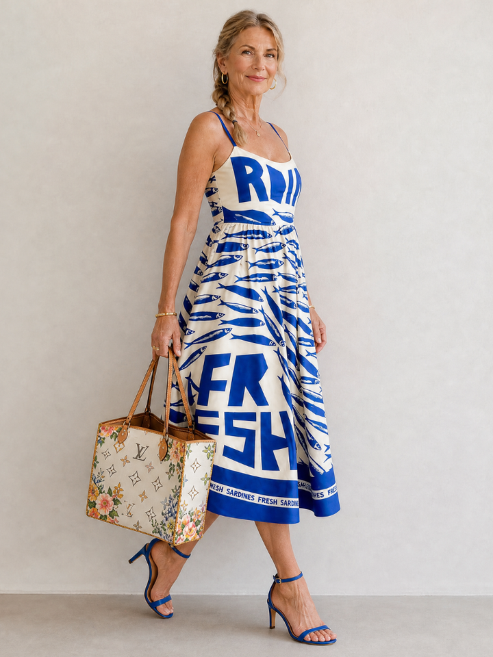 Suriope | Robe Midi Imprimée avec Motif Poisson