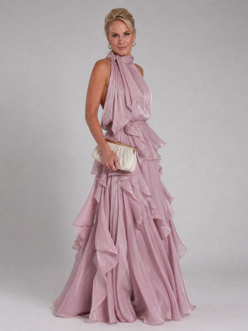 Melisande | Robe Maxi à Encolure Halter avec Volants