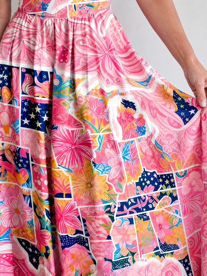 Valhala | Robe Midi Imprimé Floral Patchwork