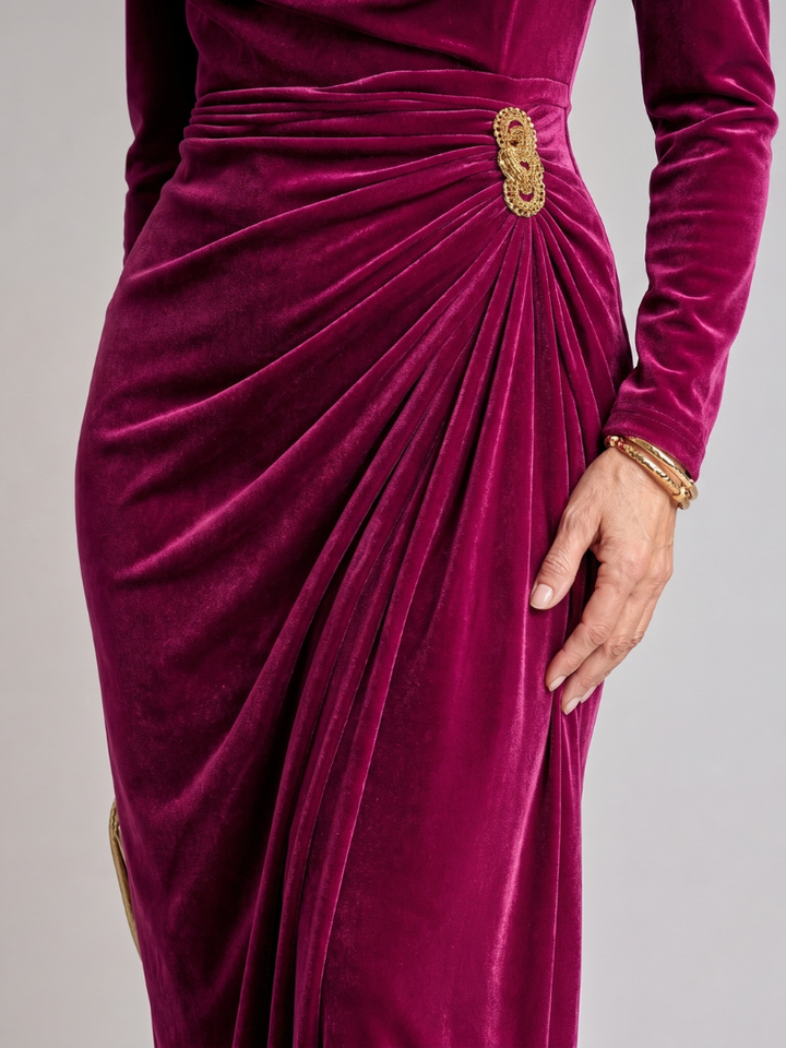 Samiol | Robe Midi Satin à Col Drapé