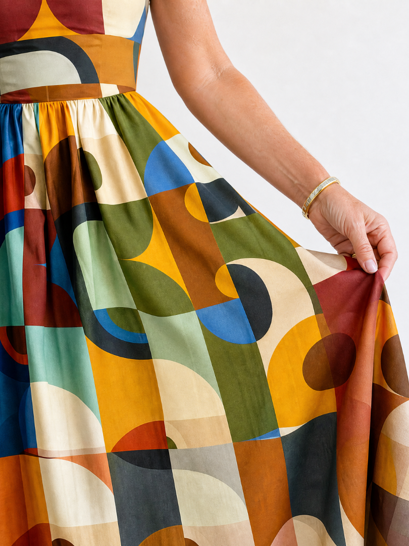 Zoraline | Robe Midi à Imprimé Géométrique