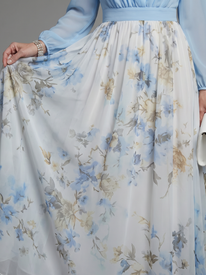 Auvelle | Robe Maxi Florale à Décolleté en V Transparent