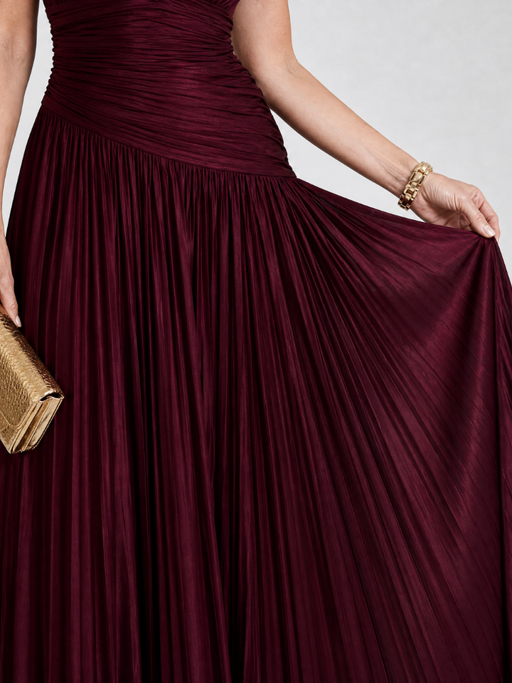Lemar | Robe Midi Sans Manches à Col V Plissé
