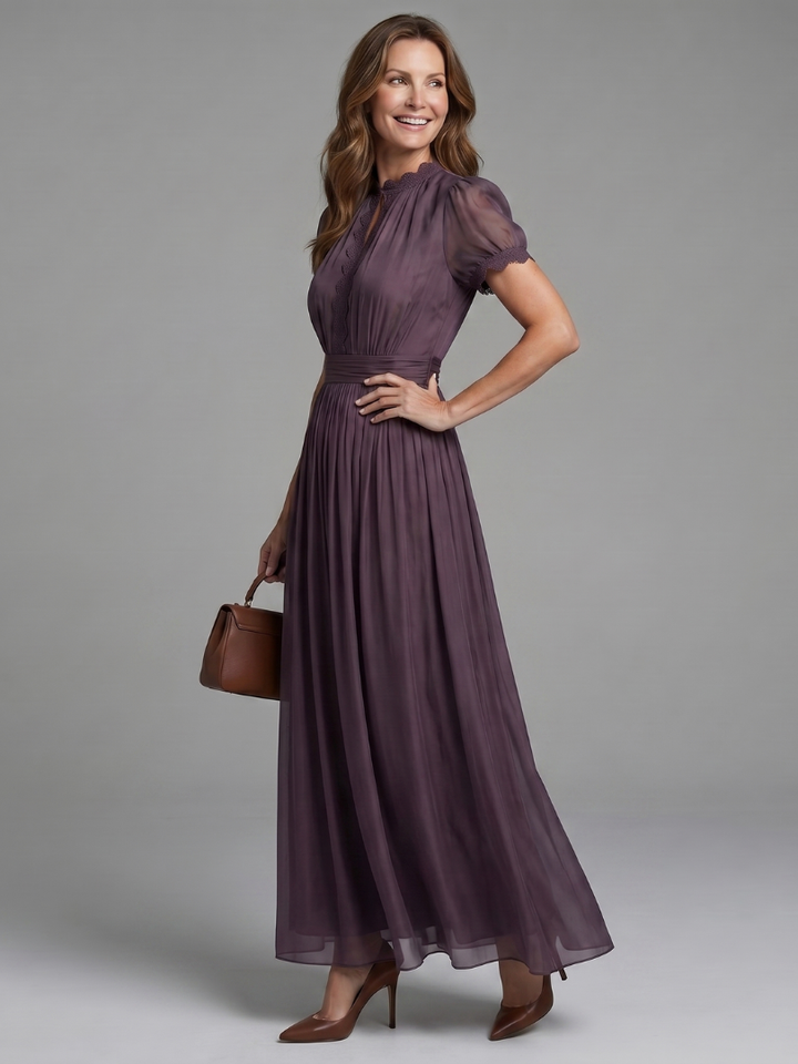 Auvelle | Robe Maxi à Taille Froncée avec Découpe