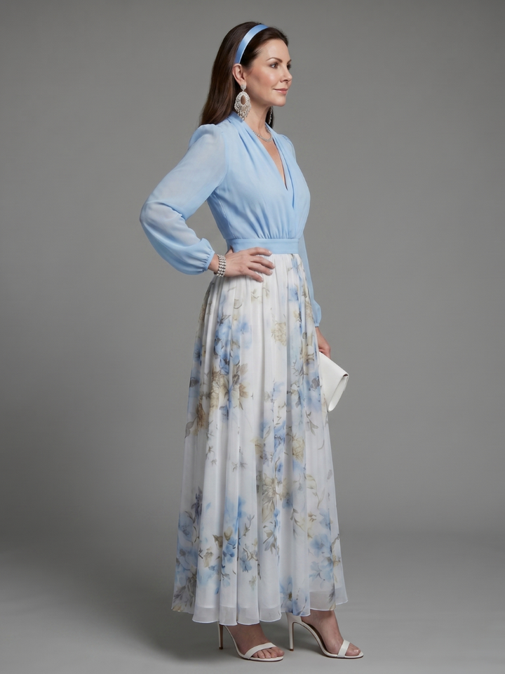 Auvelle | Robe Maxi Florale à Décolleté en V Transparent