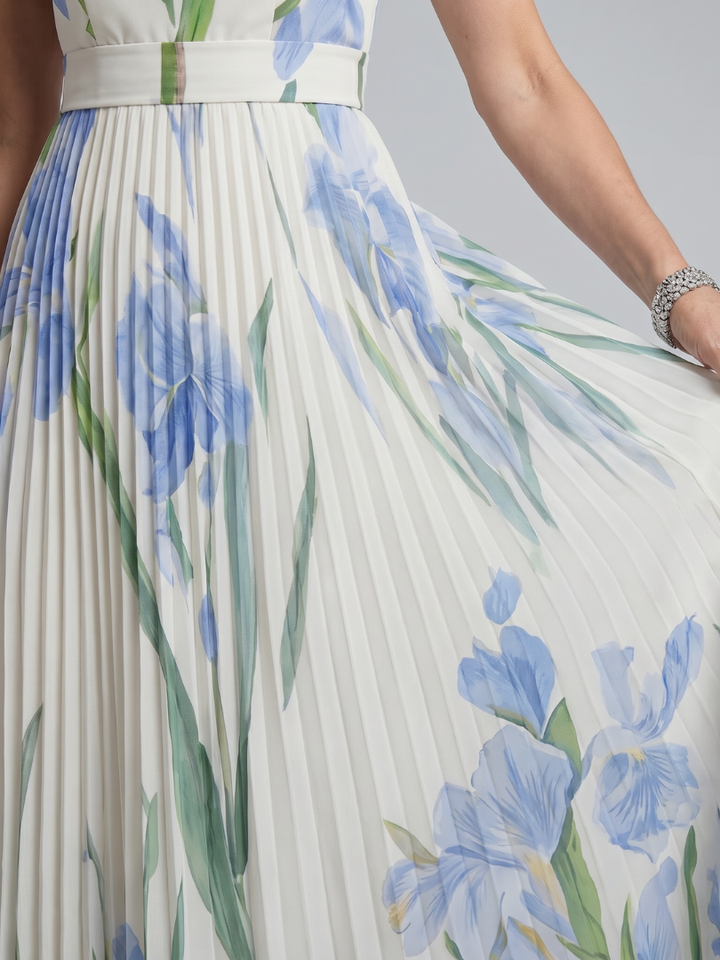 Ophelia | Robe midi sans manches à décolleté carré et imprimé floral