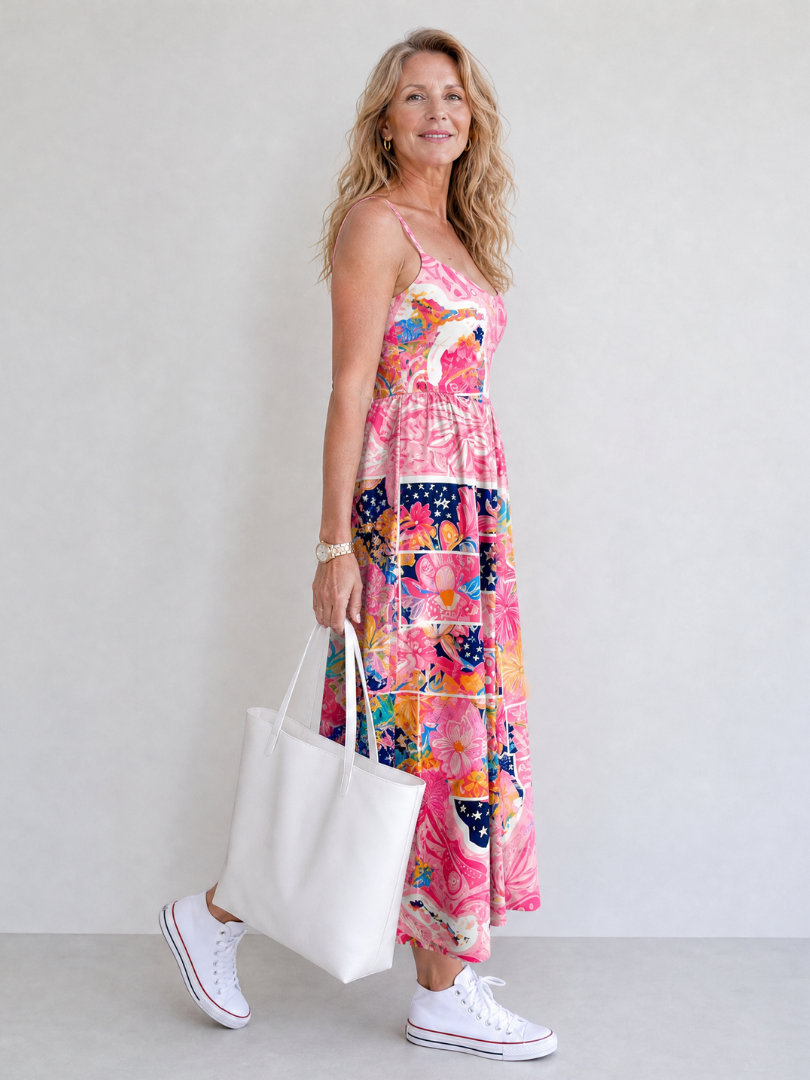 Valhala | Robe Midi Imprimé Floral Patchwork