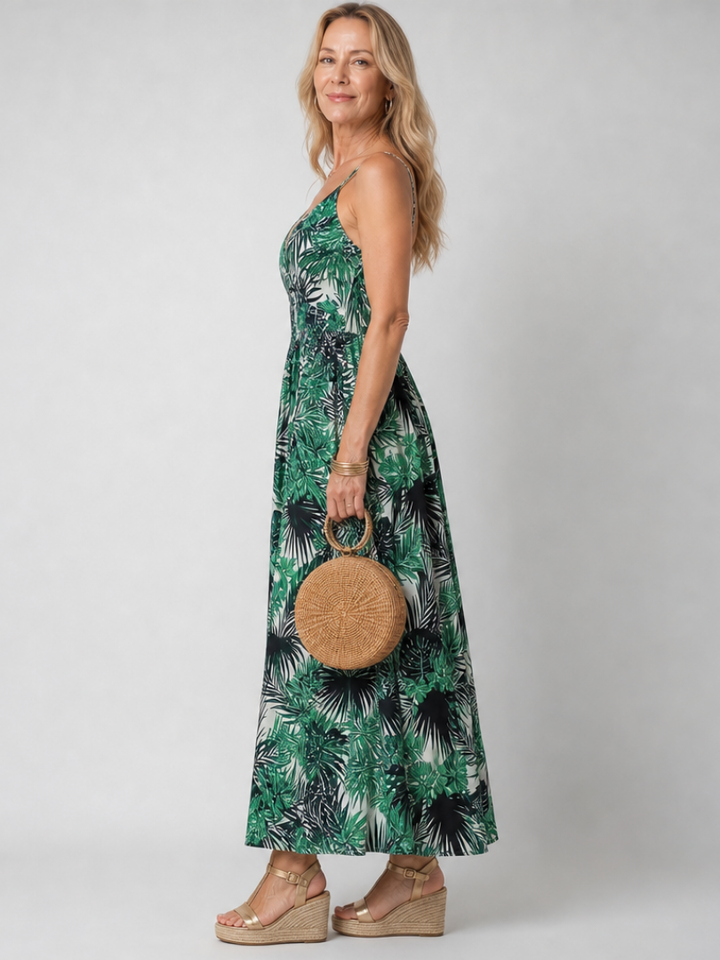 Auvelle | Robe Midi Sans Manches à Imprimé Floral
