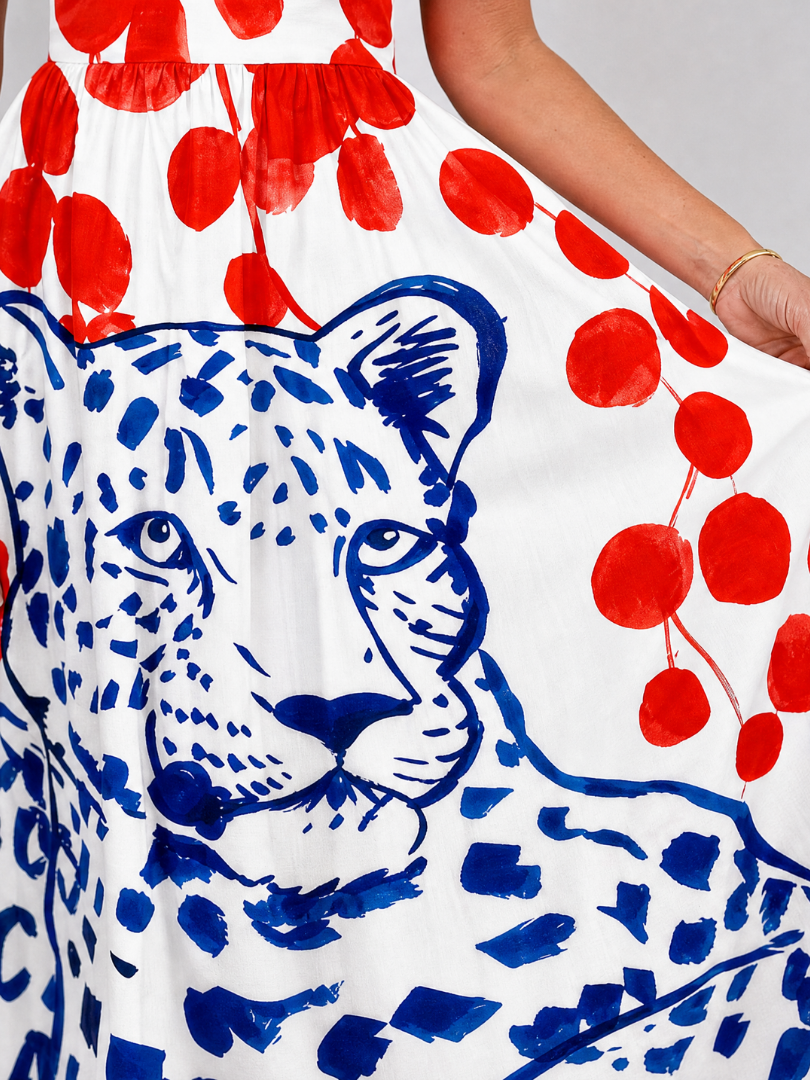 Zarelia | Robe Midi à Imprimé Léopard