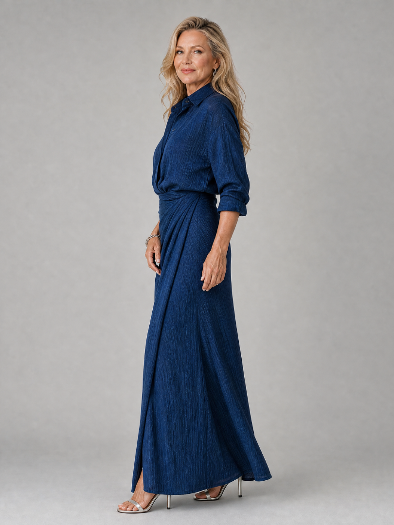 Mirque | Robe Maxi à Manches Longues avec Enveloppement