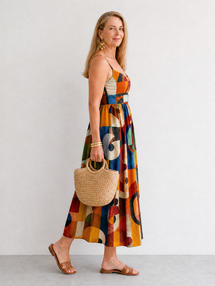 Zoraline | Robe Midi à Imprimé Géométrique