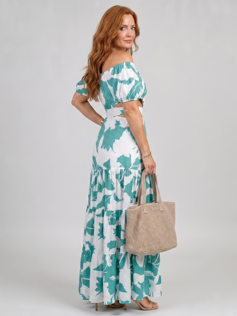 Auvelle | Robe Maxi à Épaules Dégagées avec Découpe à la Taille