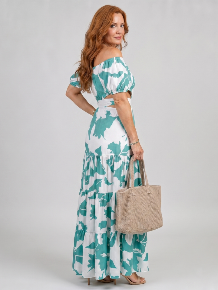 Auvelle | Robe Maxi à Épaules Dégagées avec Découpe à la Taille