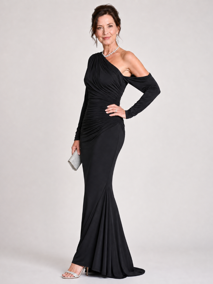 Saskia | Robe Maxi Ruchée à Une Épaule