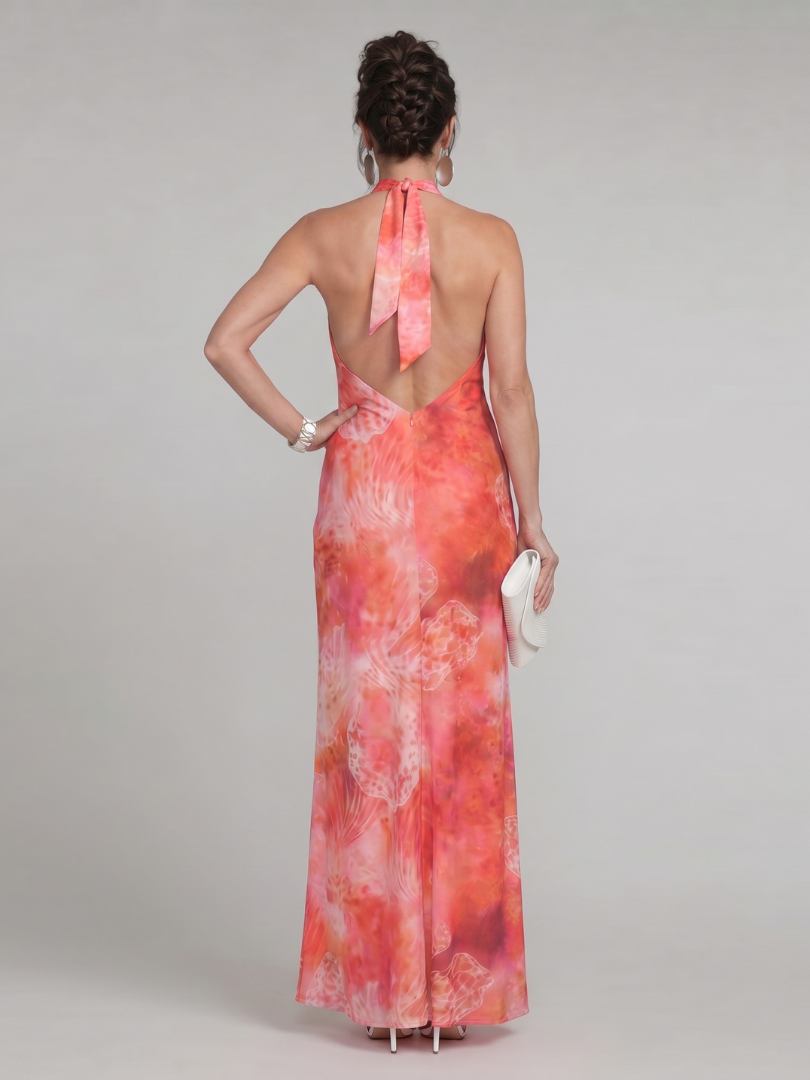 Coraline | Robe Maxi à Imprimé et Col Halter