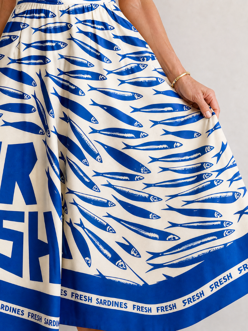 Suriope | Robe Midi Imprimée avec Motif Poisson