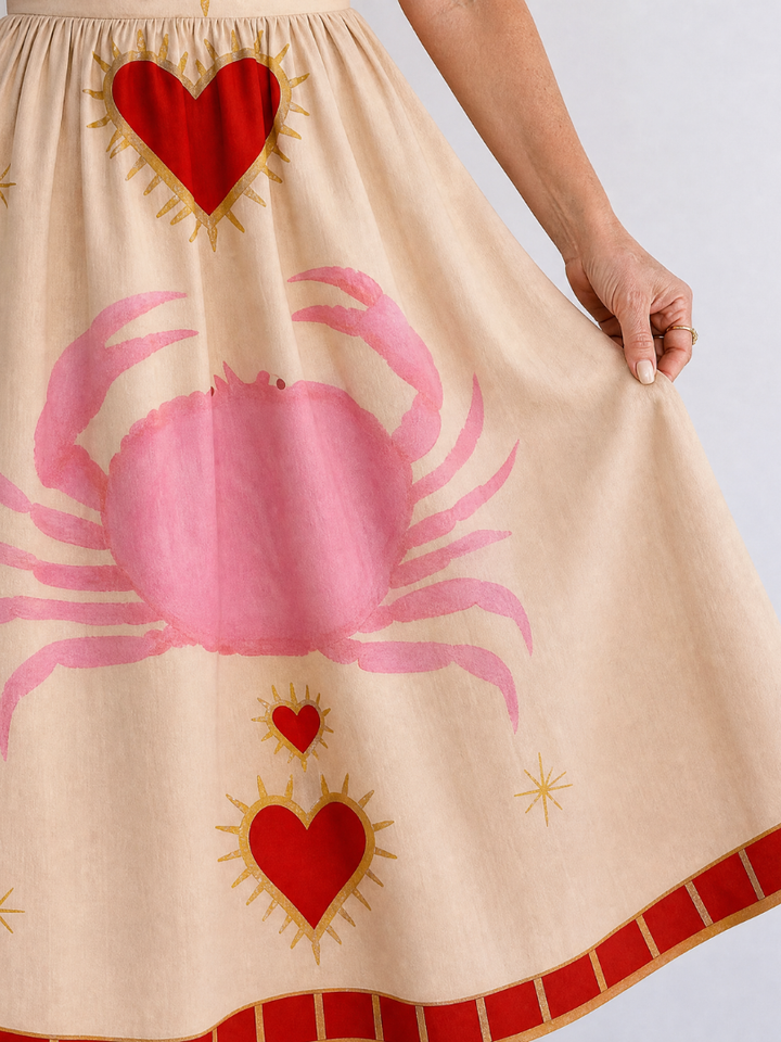 Aurevra | Robe Midi Sans Manches Motif Cœur