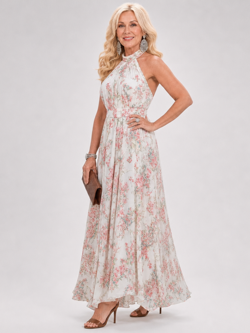 Guinevere | Robe Midi à Imprimé Floral avec Jupe Flottante