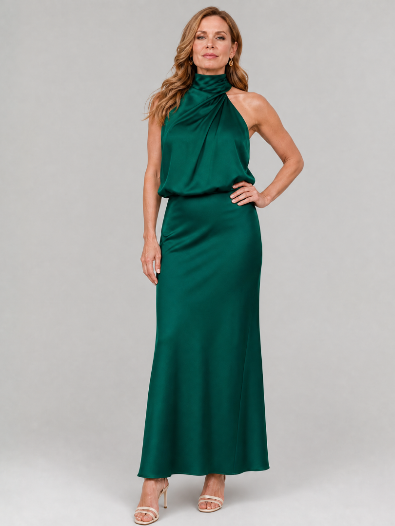 Nopal | Robe Midi Sans Manches à Col Drapé