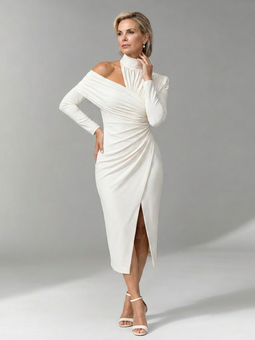 Viano | Robe Midi Drapée à Une Épaule