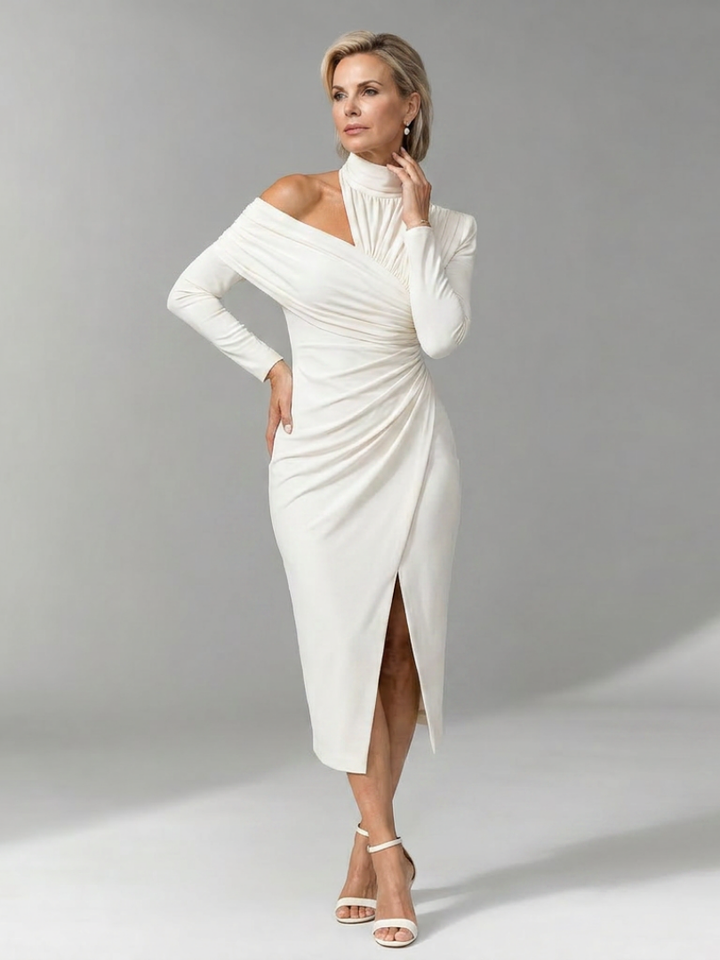 Viano | Robe Midi Drapée à Une Épaule