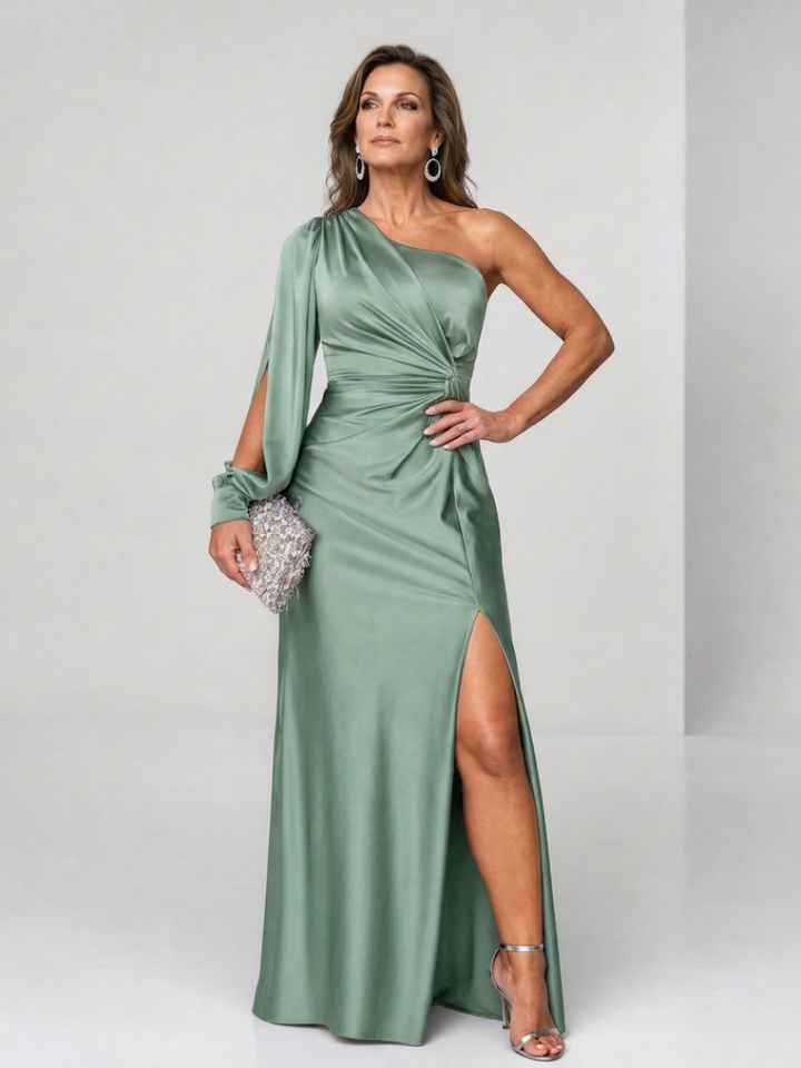 Roniol | Robe Maxi Drapée à Épaule Dénudée