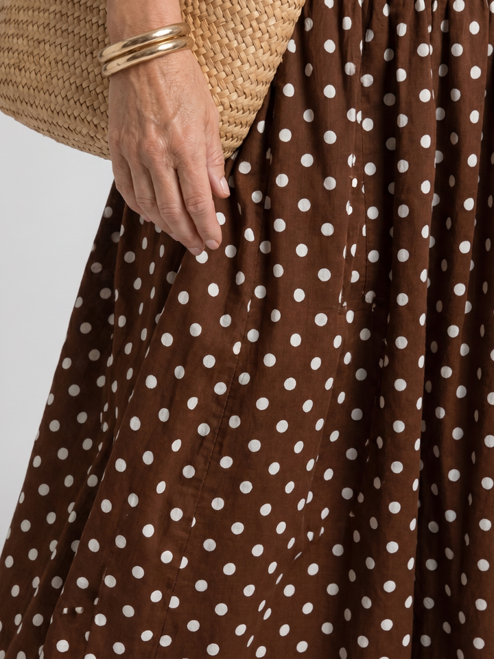 Auvelle | Robe Midi Sans Bretelles à Motif Pois