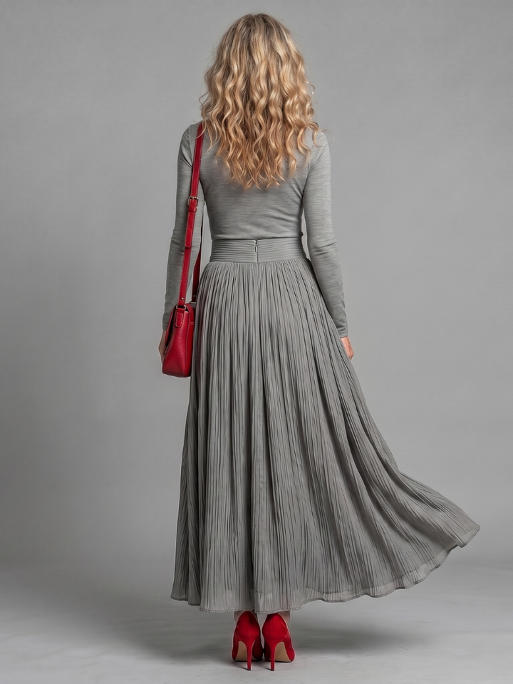 Auvelle | Robe Midi à Col Roulé à Manches Longues et Taille Définie