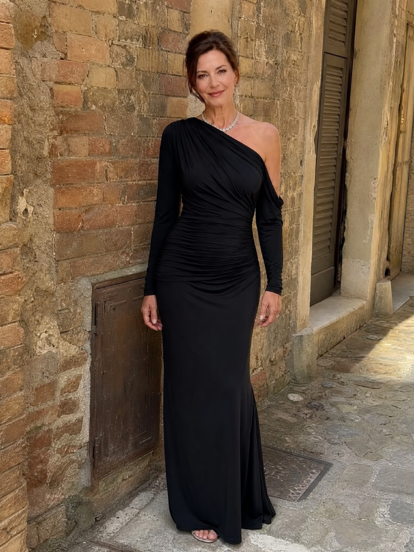 Saskia | Robe Maxi Ruchée à Une Épaule