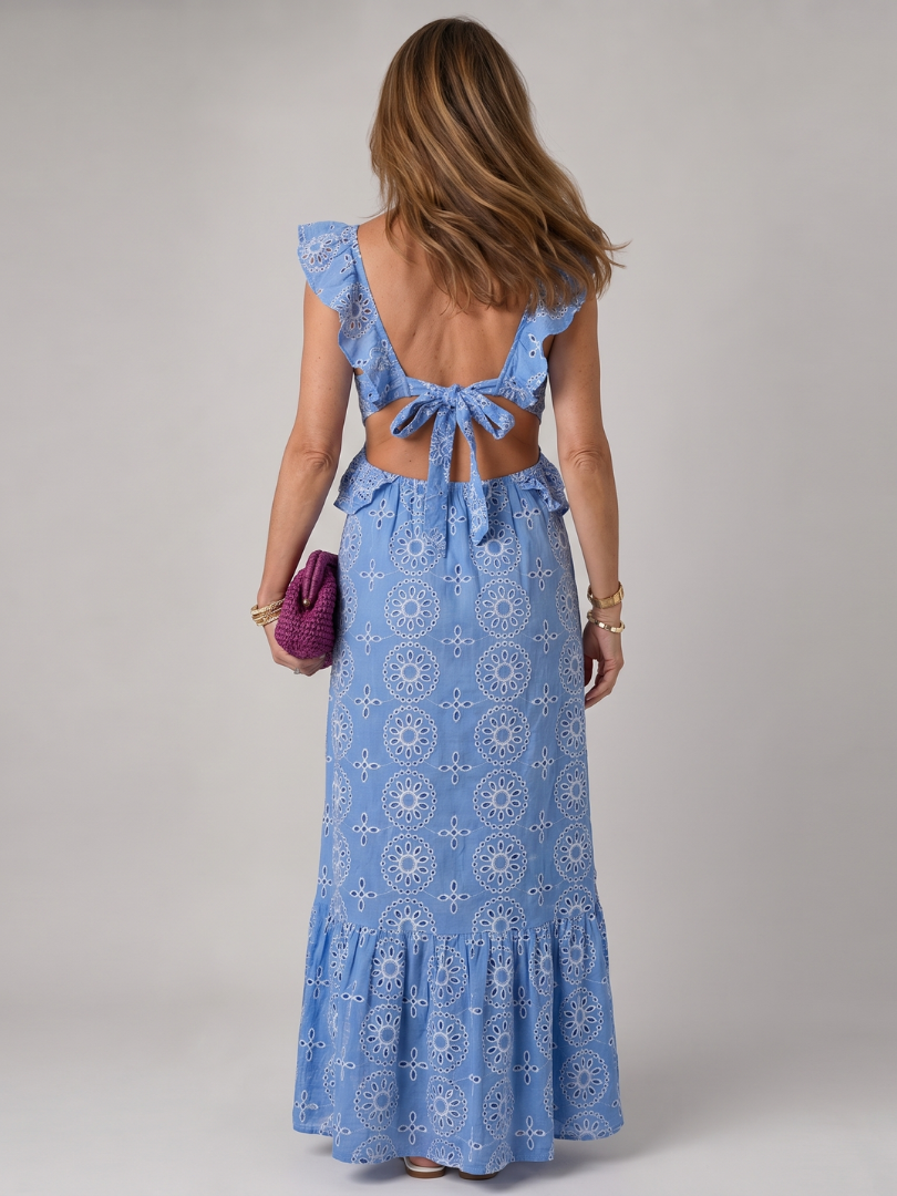 Auvelle | Robe midi sans manches avec volants