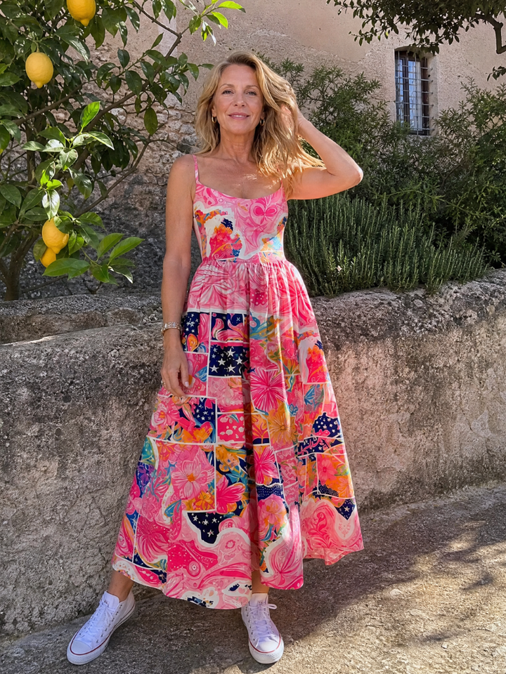 Valhala | Robe Midi Imprimé Floral Patchwork