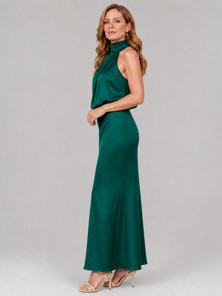 Nopal | Robe Midi Sans Manches à Col Drapé