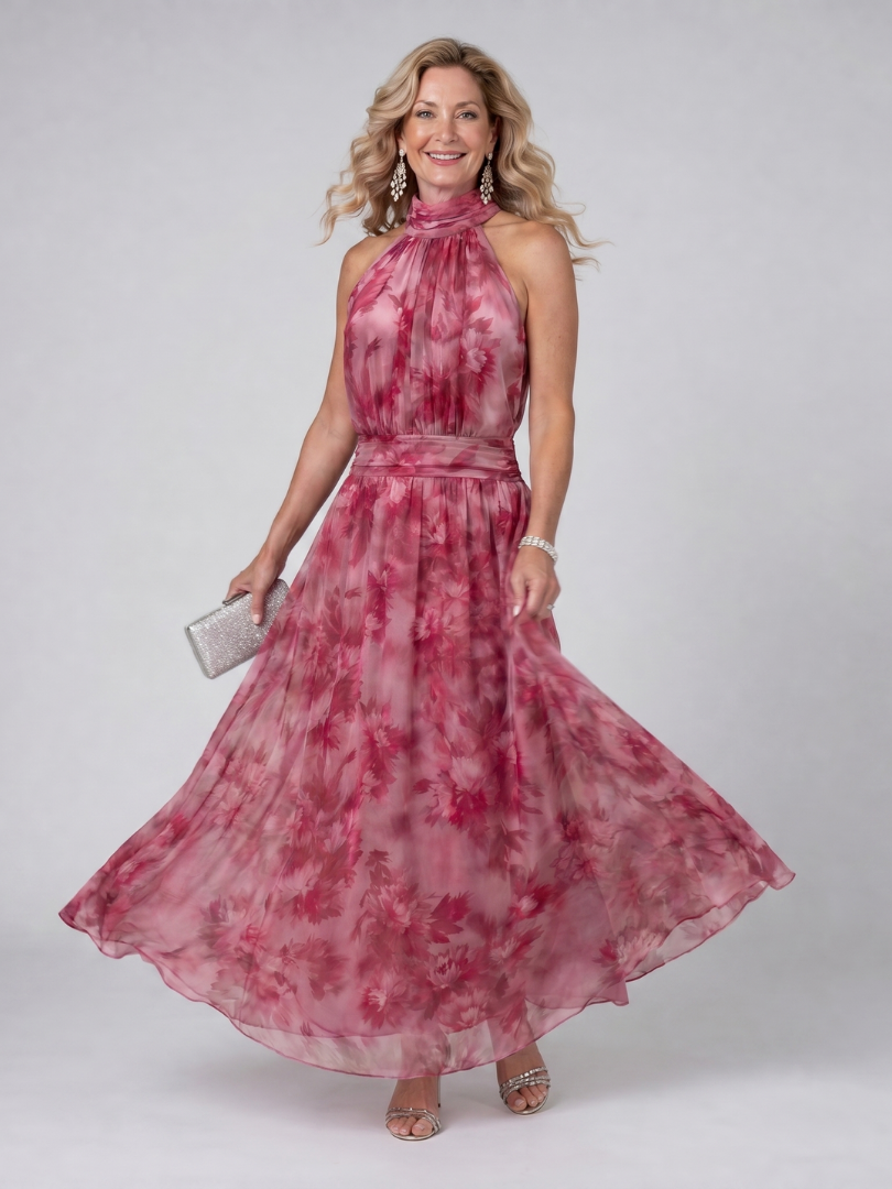 Avien | Robe Midi à Col Halter Doux
