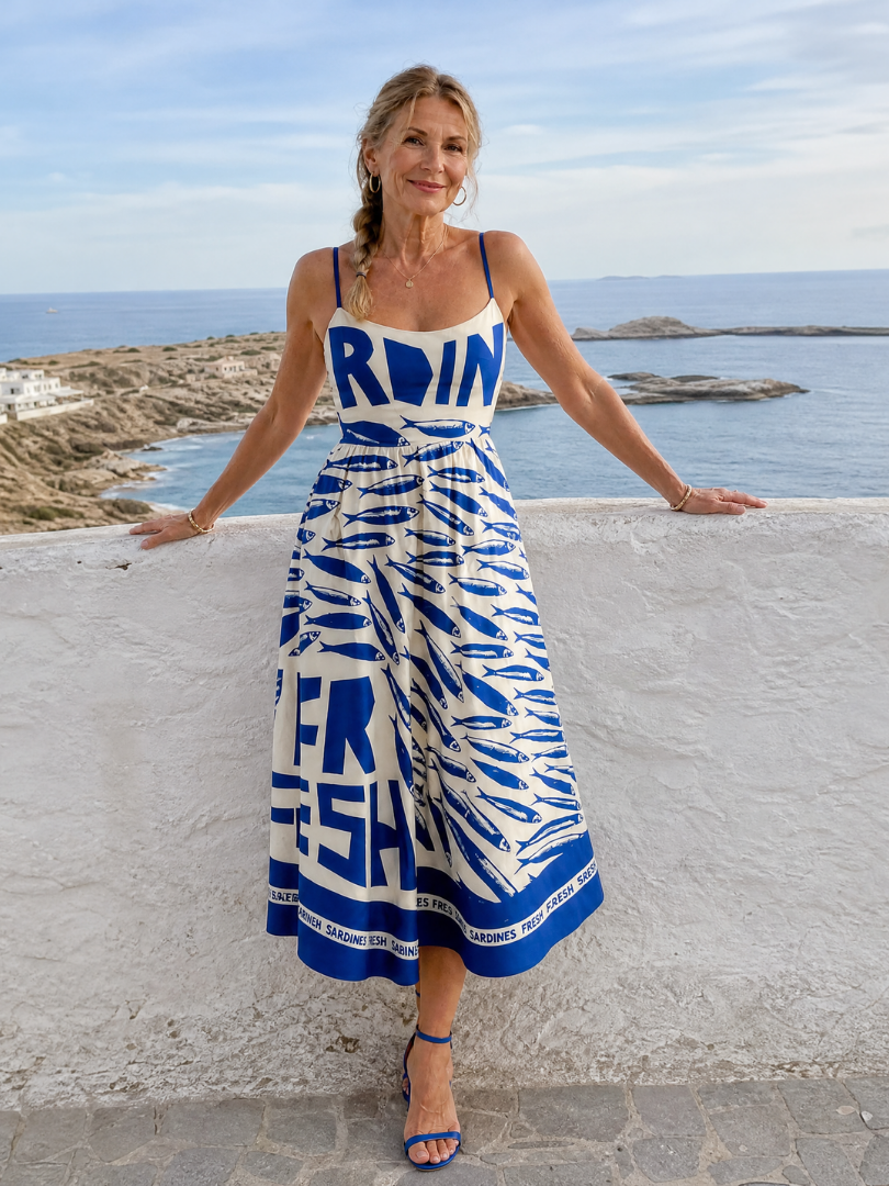 Suriope | Robe Midi Imprimée avec Motif Poisson