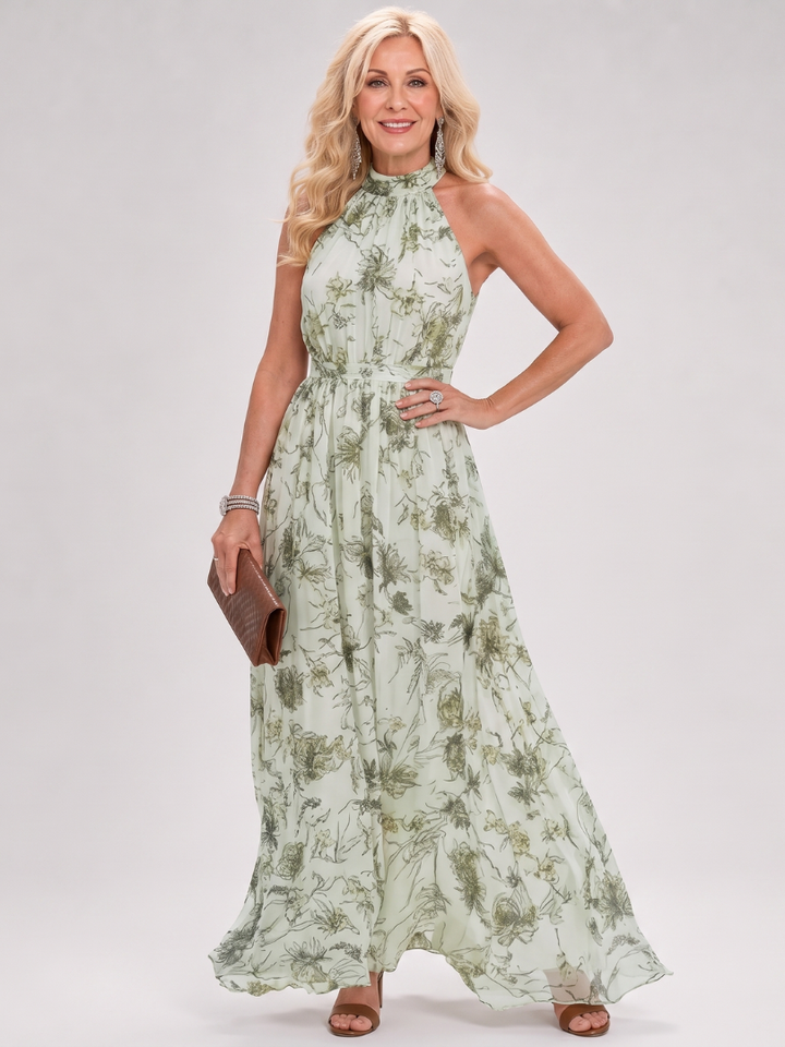 Guinevere | Robe Midi à Imprimé Floral avec Jupe Flottante