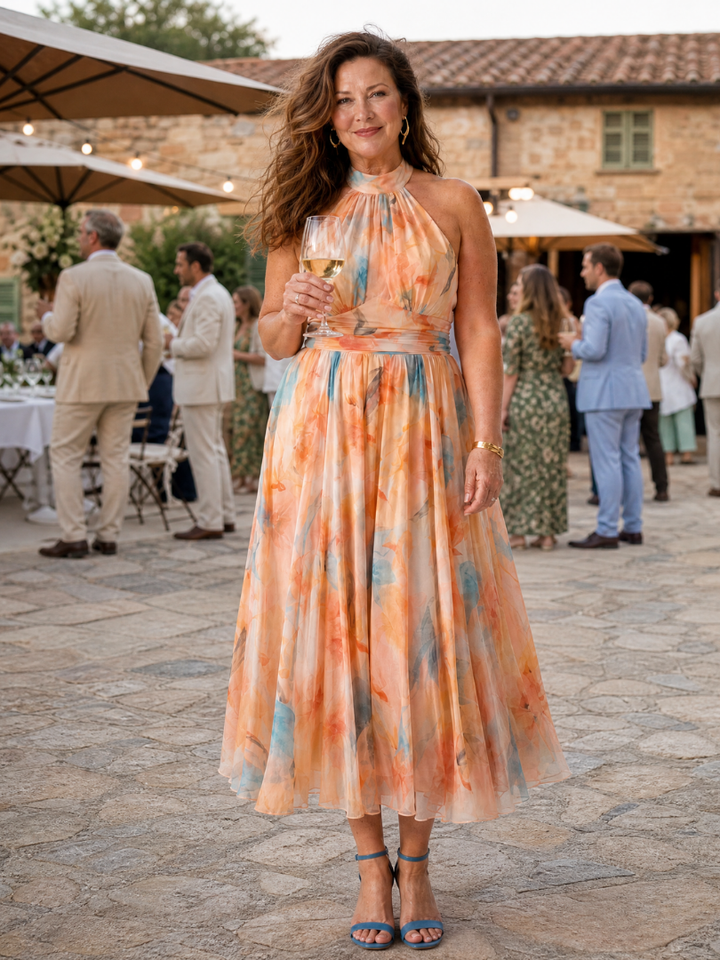 Elin | Robe Midi à Encolure Halter Douce