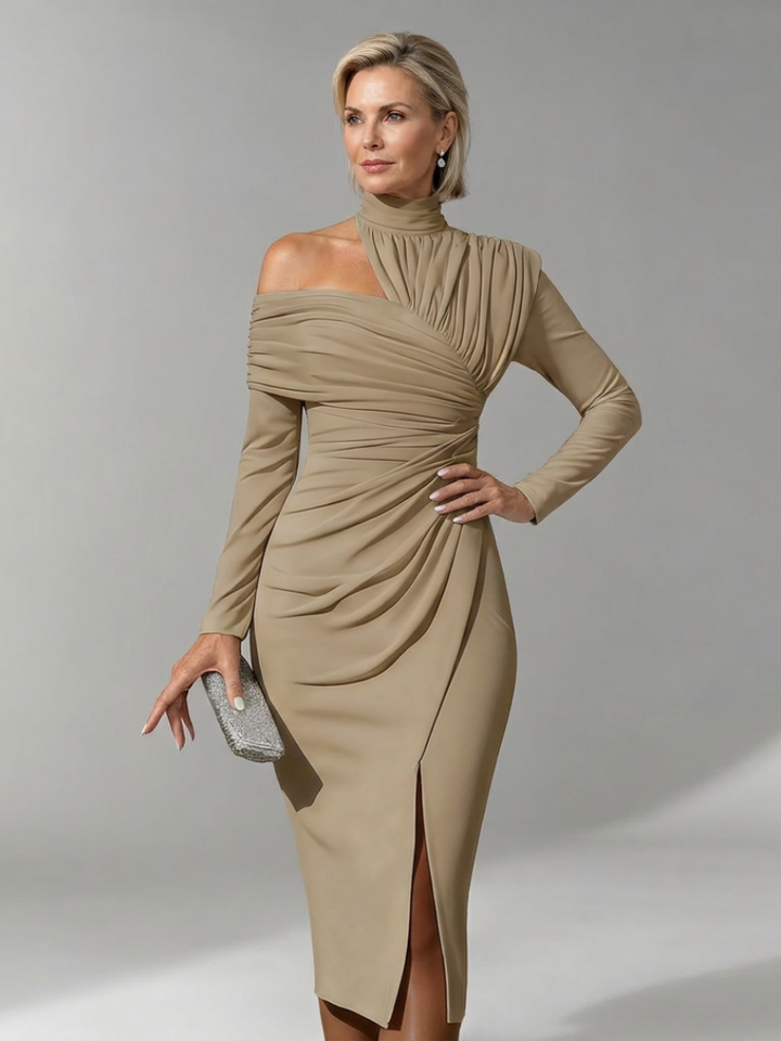 Viano | Robe Midi Drapée à Une Épaule
