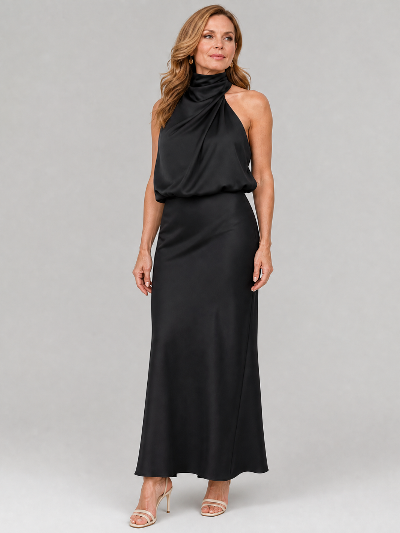 Nopal | Robe Midi Sans Manches à Col Drapé