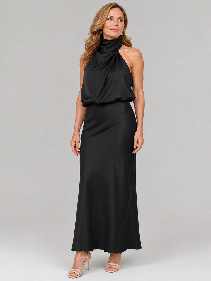 Nopal | Robe Midi Sans Manches à Col Drapé